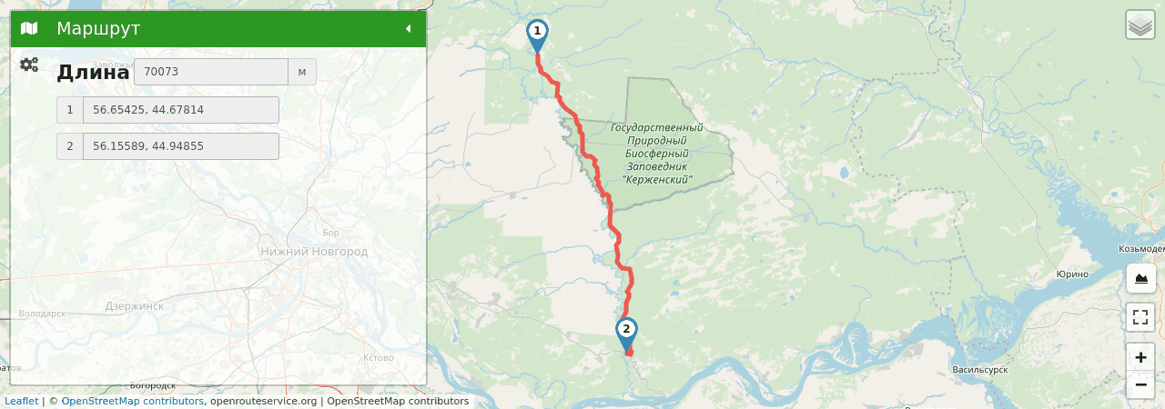 Керженец путь на карте Керженец трек на карте