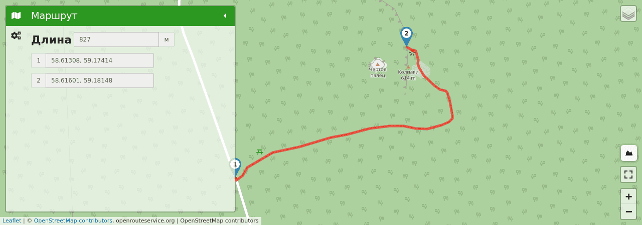 Гора Колпаки путь на карте Гора Колпаки трек на карте