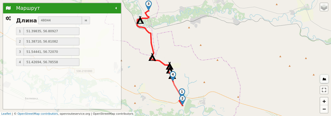 Долгие горы путь на карте Долгие горы трек на карте
